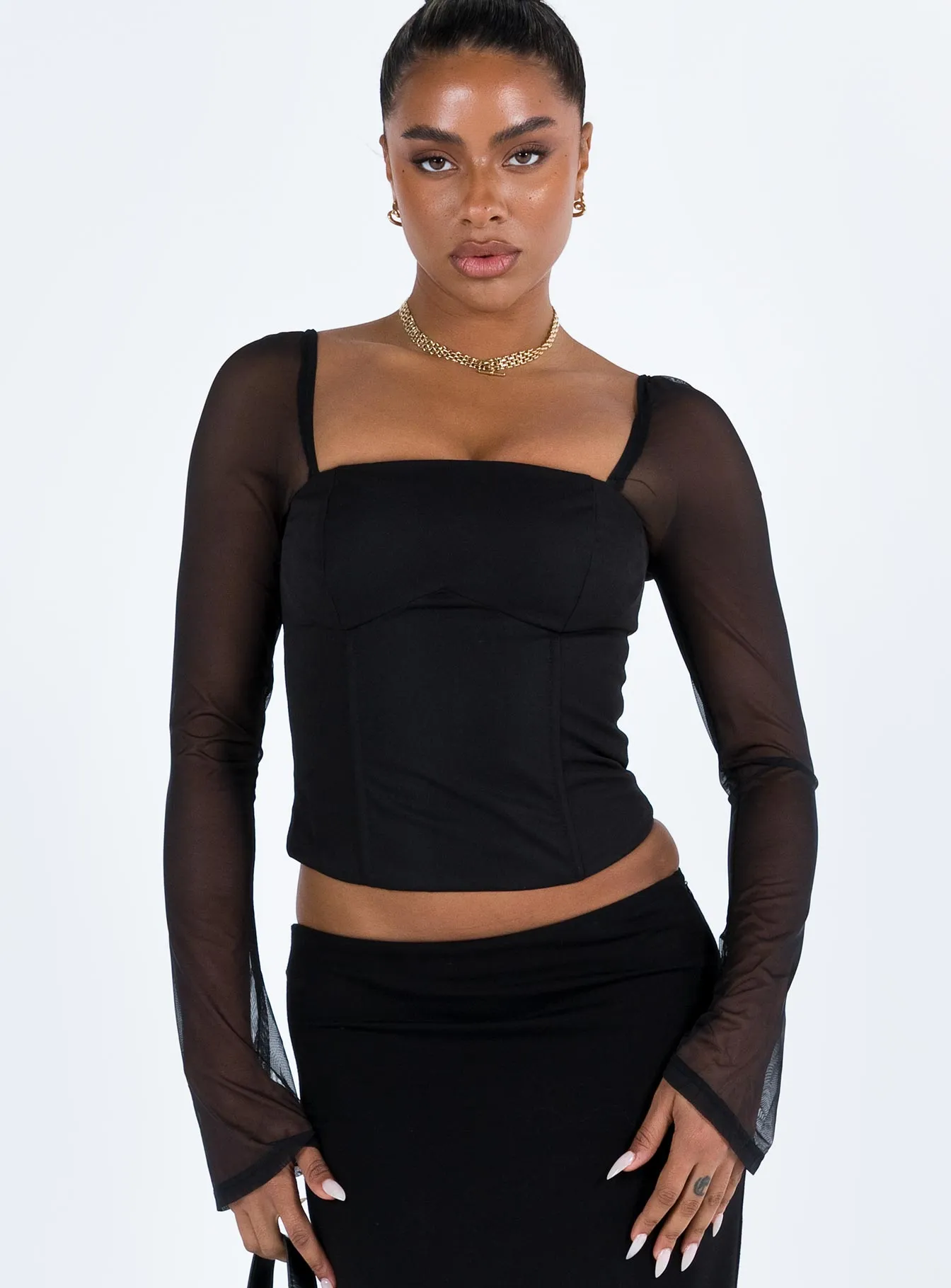 Mendi Long Sleeve Top Black sold by Princess Polly product image thumbnail 2