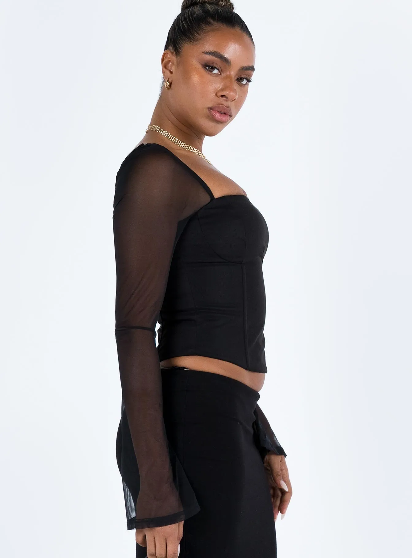 Mendi Long Sleeve Top Black sold by Princess Polly product image thumbnail 4