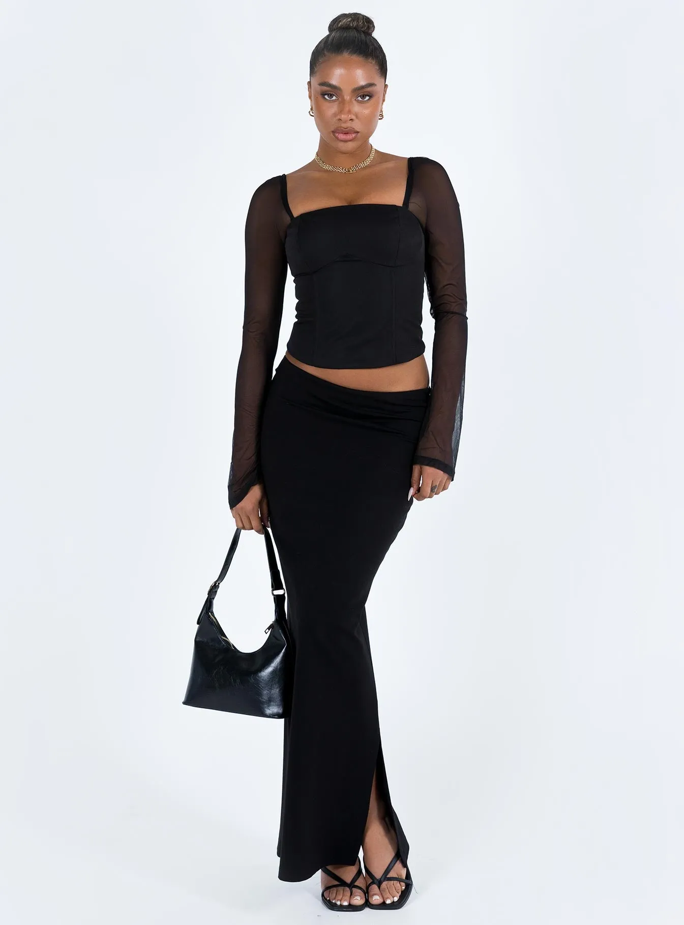 Mendi Long Sleeve Top Black sold by Princess Polly product image thumbnail 3