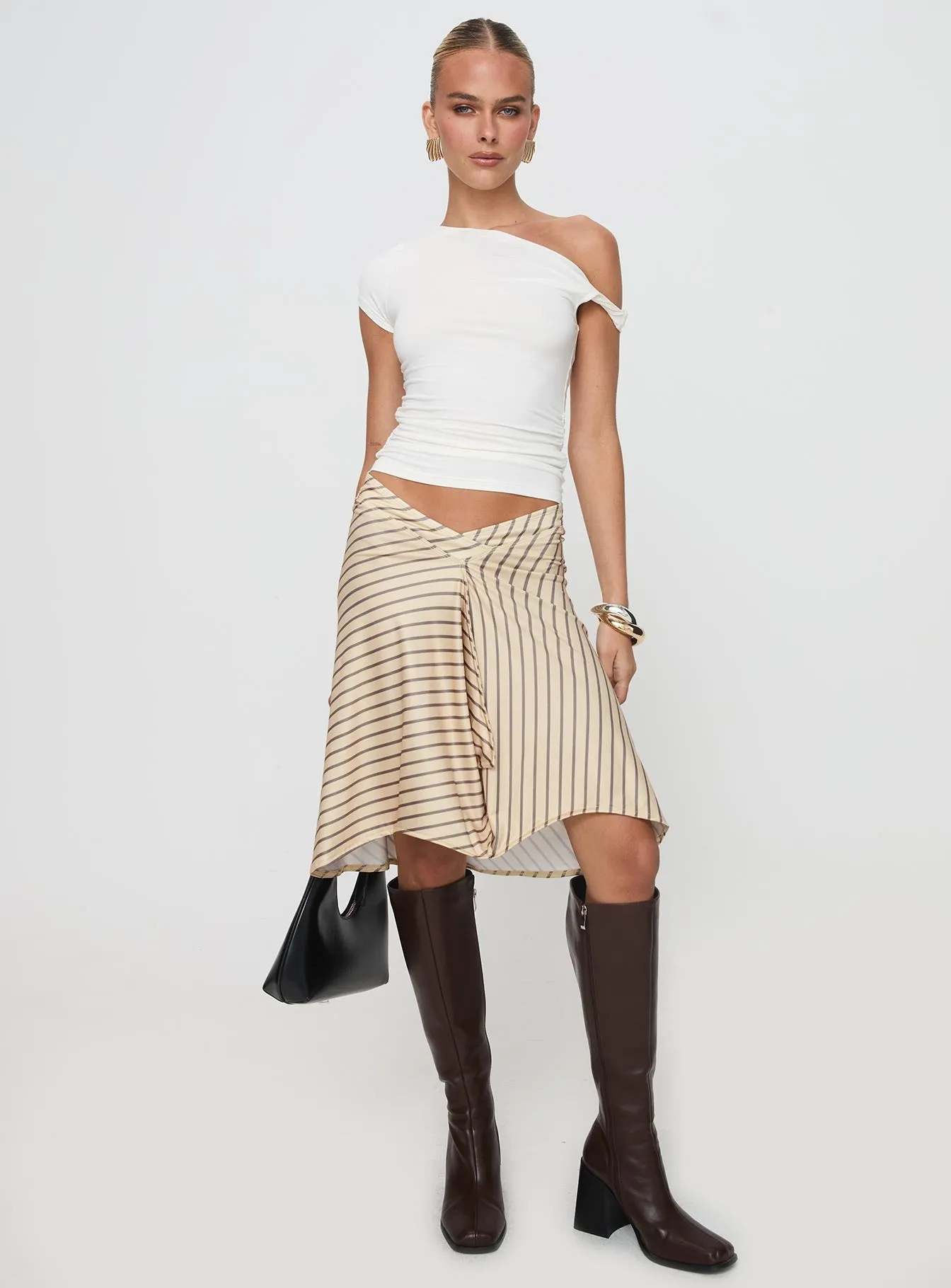 Esmeray Midi Skirt Diagonal Stripe Yellow sold by Princess Polly product image thumbnail 3