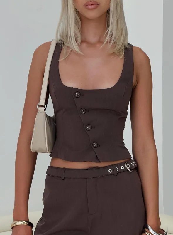 Airi Top Brown Petite sold by Princess Polly
