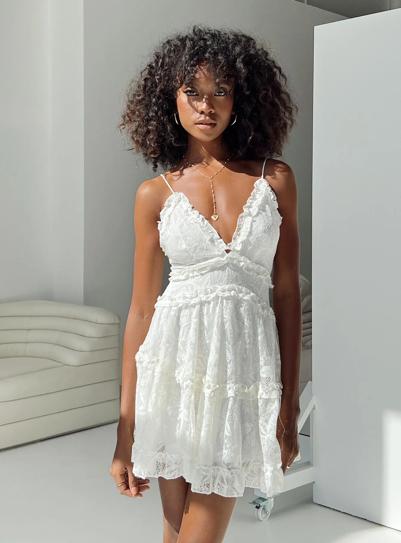 Hollander Mini Dress White sold by Princess Polly product image thumbnail 4