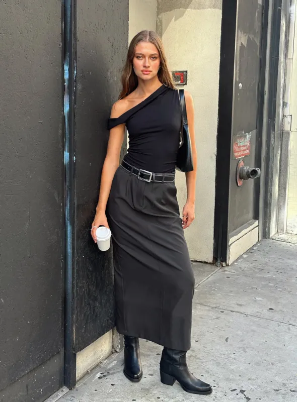 Raquel Maxi Skirt Slate sold by Princess Polly