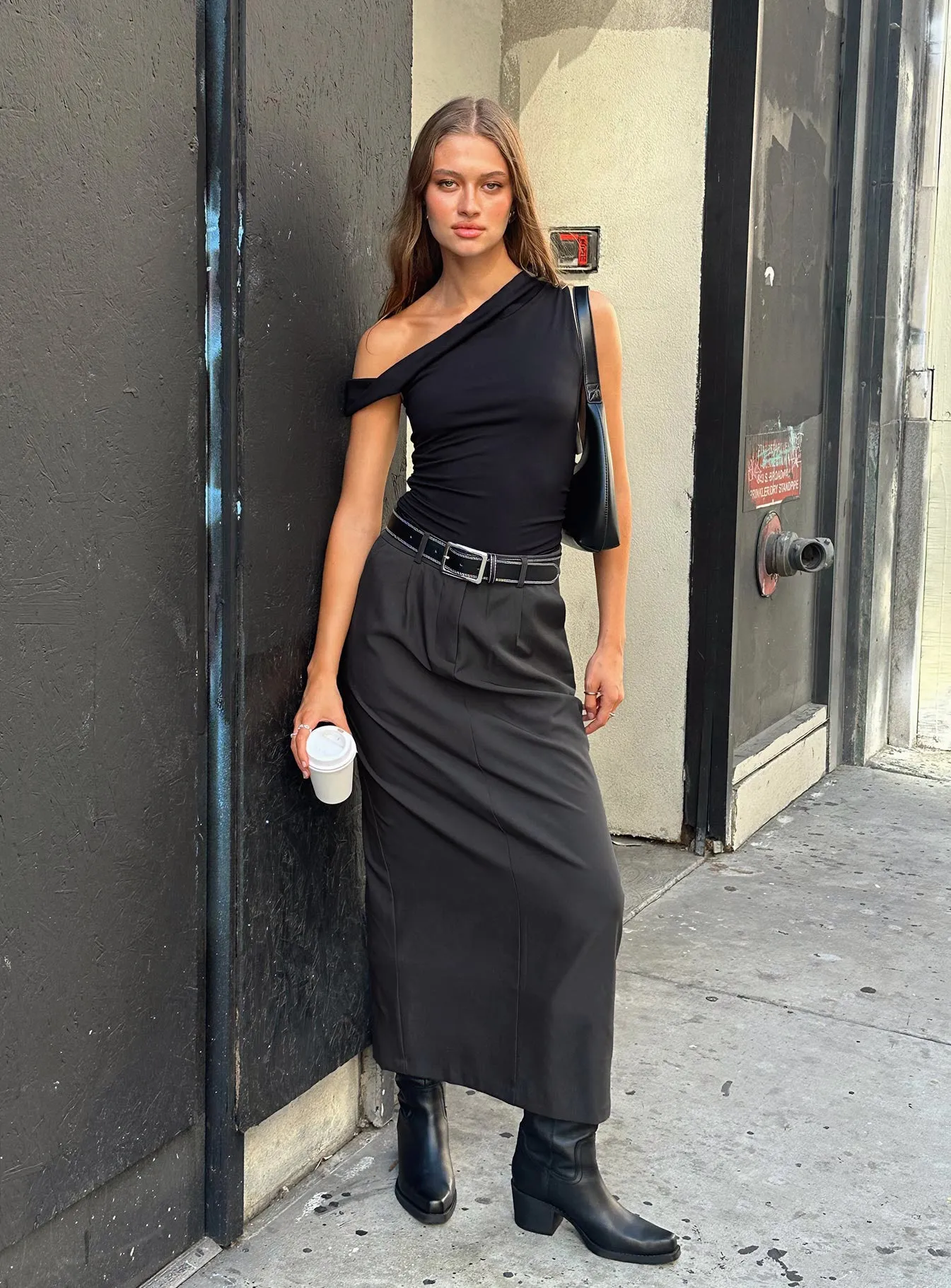 Raquel Maxi Skirt Slate sold by Princess Polly