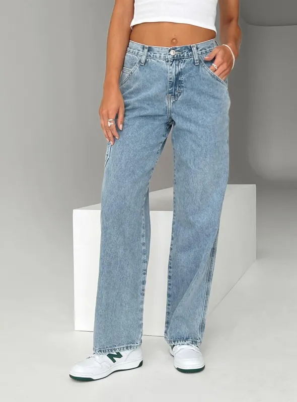 Tami Cargo Jeans Mid Wash Denim sold by Princess Polly