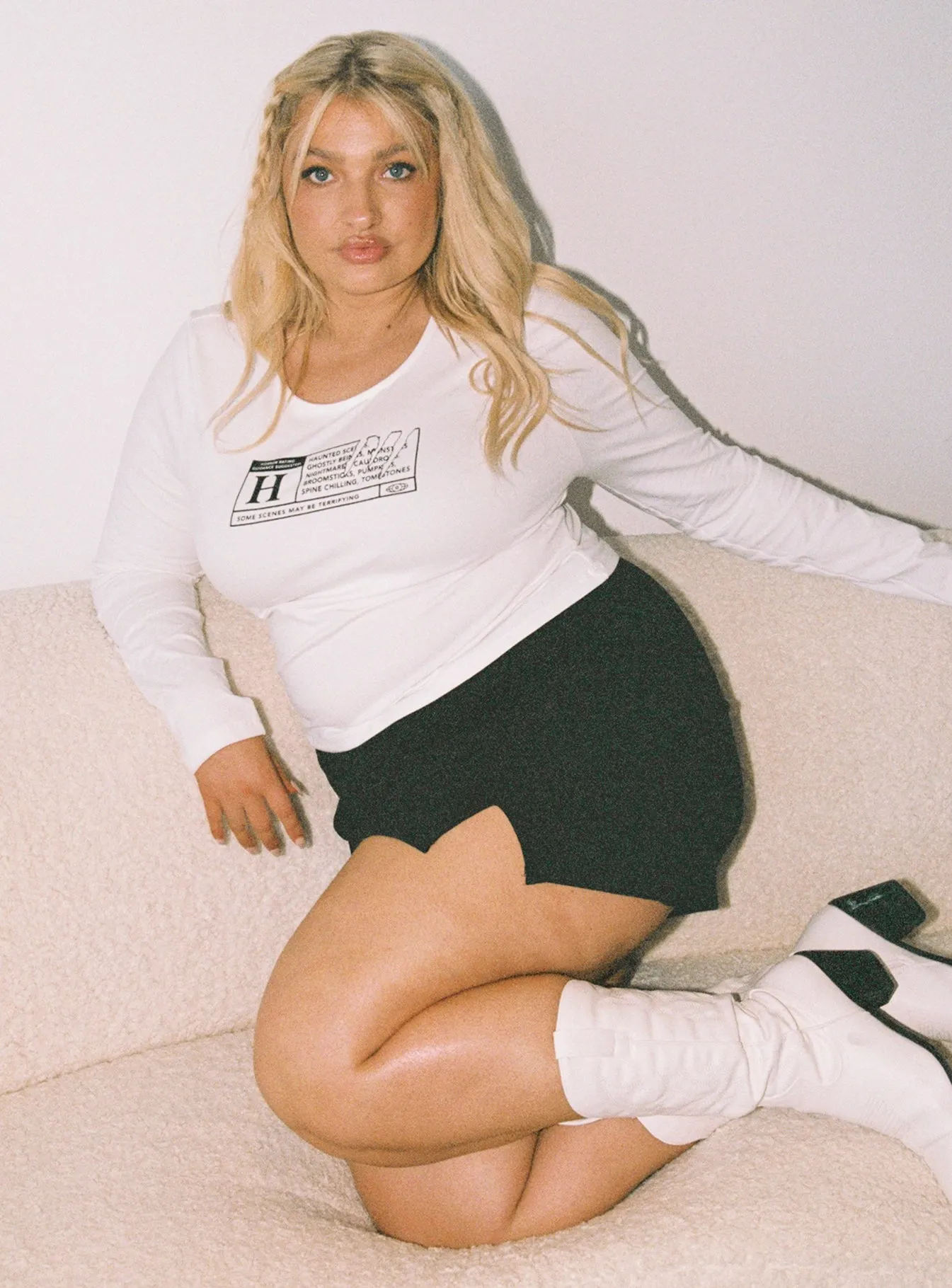 Horror Night Long Sleeve Top White Curve sold by Princess Polly product image thumbnail 2