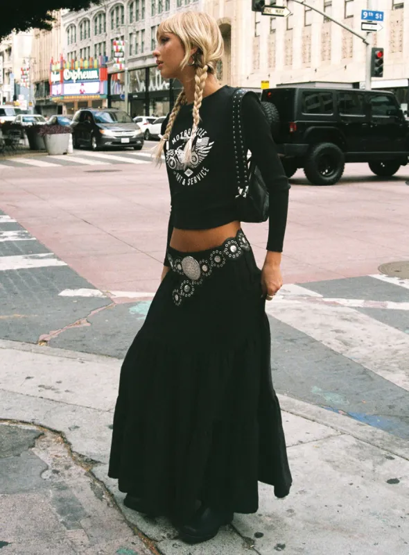 Hale Midi Skirt Black sold by Princess Polly