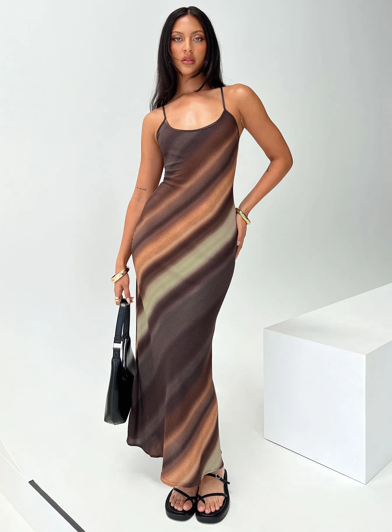 Otillie Maxi Dress Brown Multi Petite sold by Princess Polly