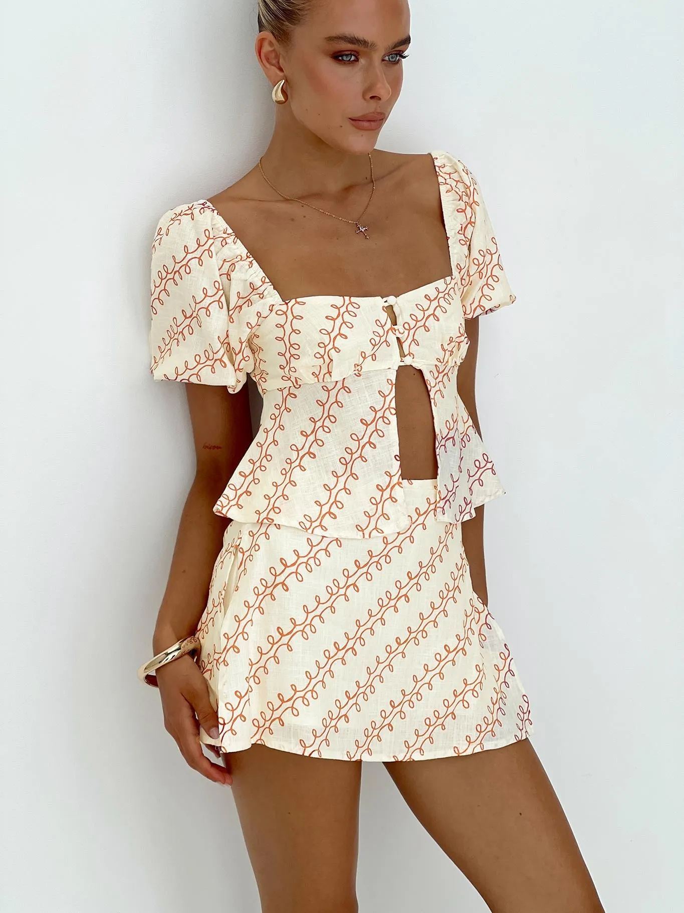 Adios Linen Blend Skort Multi sold by Princess Polly