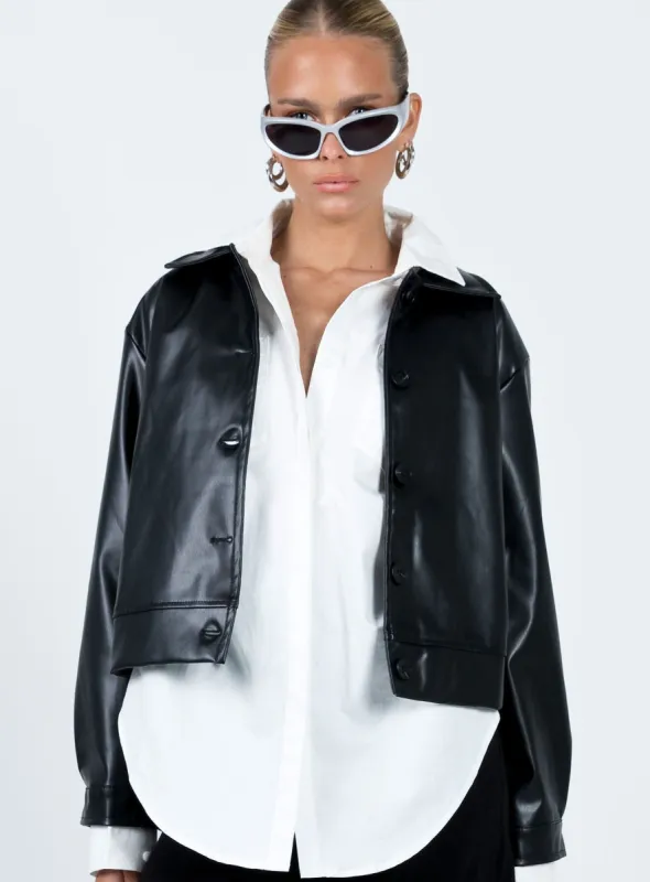 Yuka Faux Leather Jacket Black sold by Princess Polly