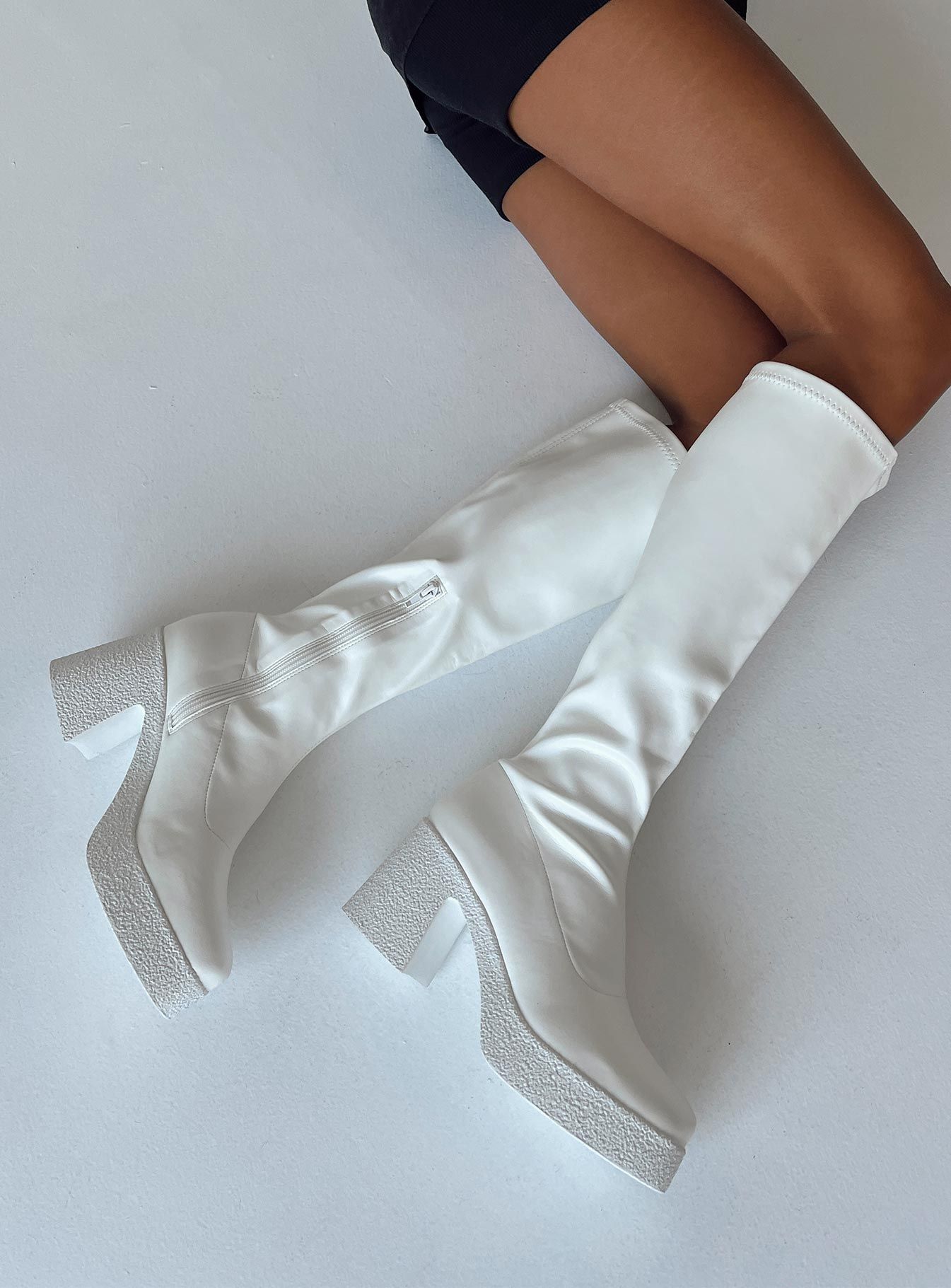 Westcott Knee High Boots White sold by Princess Polly