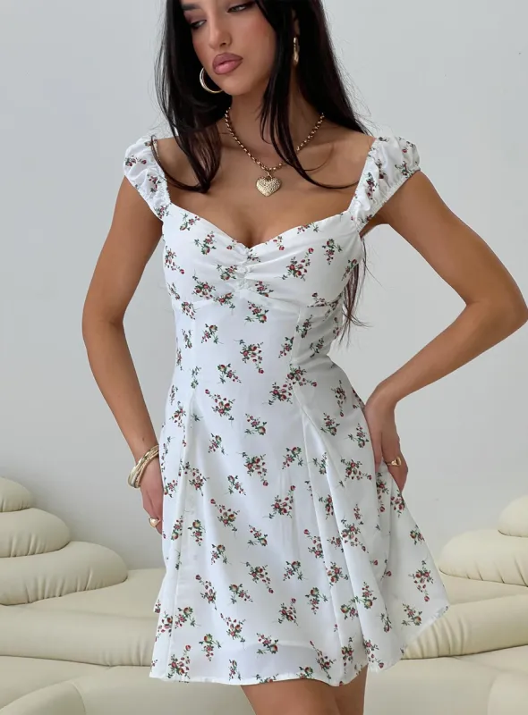 True Lives Mini Dress White Floral sold by Princess Polly
