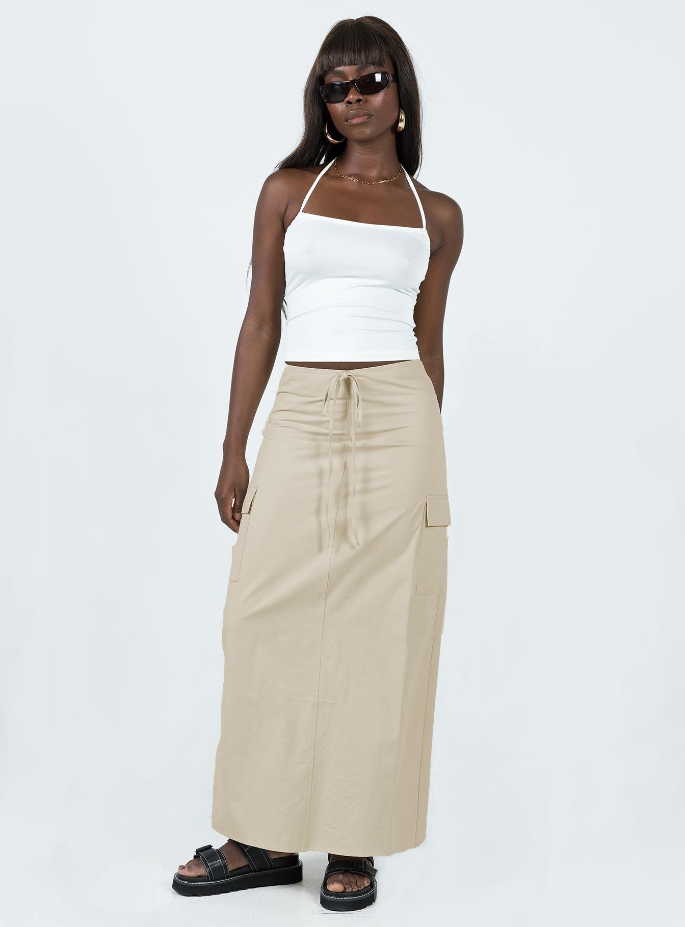 Giddings Cargo Maxi Skirt Beige sold by Princess Polly product image thumbnail 3