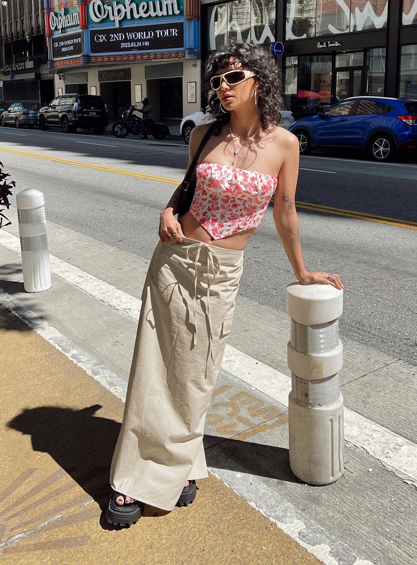 Giddings Cargo Maxi Skirt Beige sold by Princess Polly