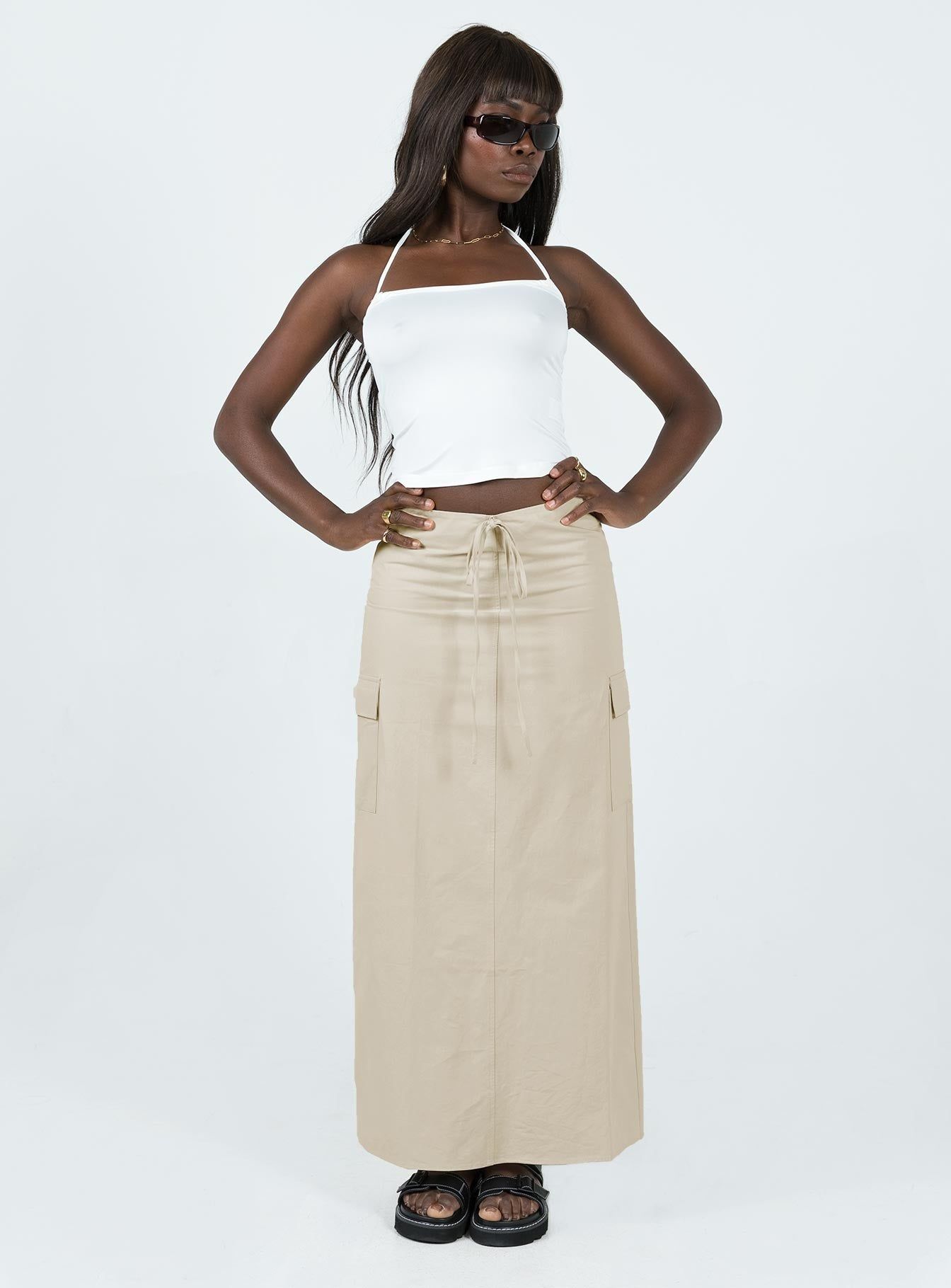 Giddings Cargo Maxi Skirt Beige sold by Princess Polly product image thumbnail 2