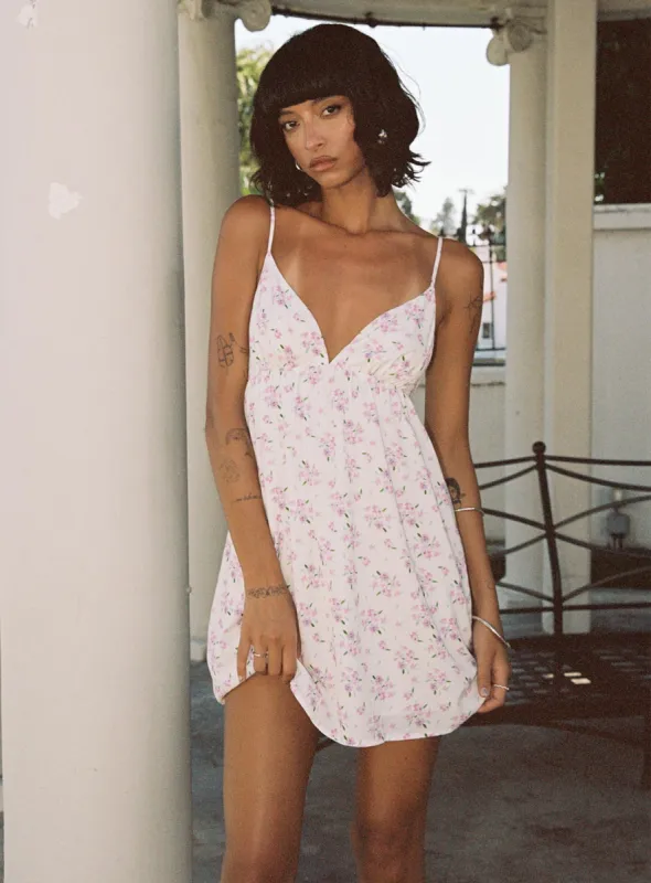 Koko Mini Dress Cream Floral Petite sold by Princess Polly