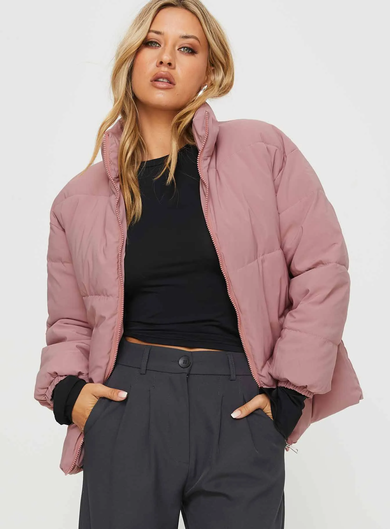 Larz Puffer Jacket Pink sold by Princess Polly
