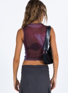 Motel Monlo Top Mesh Watercolour Wine sold by Princess Polly