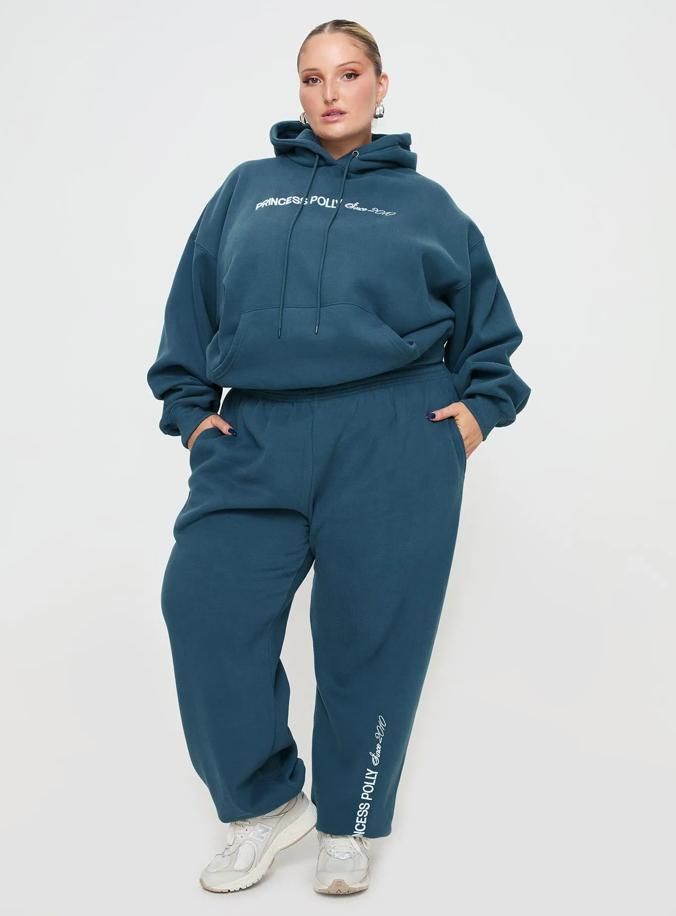 Princess Polly Hooded Sweatshirt Block / Cursive Text Slate Curve sold by Princess Polly product image thumbnail 3