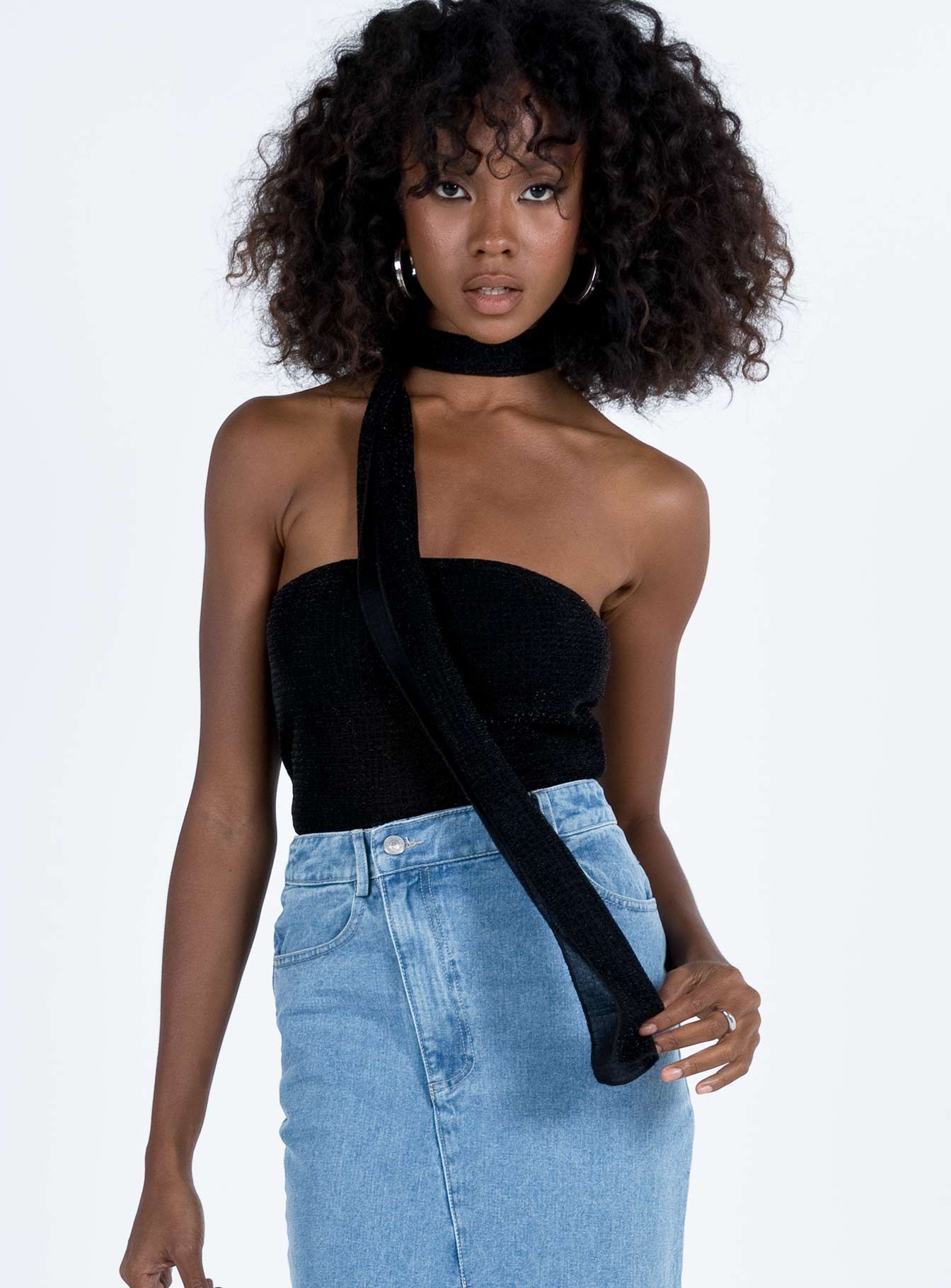 Zilber Scarf Tube Top Black sold by Princess Polly product image thumbnail 2