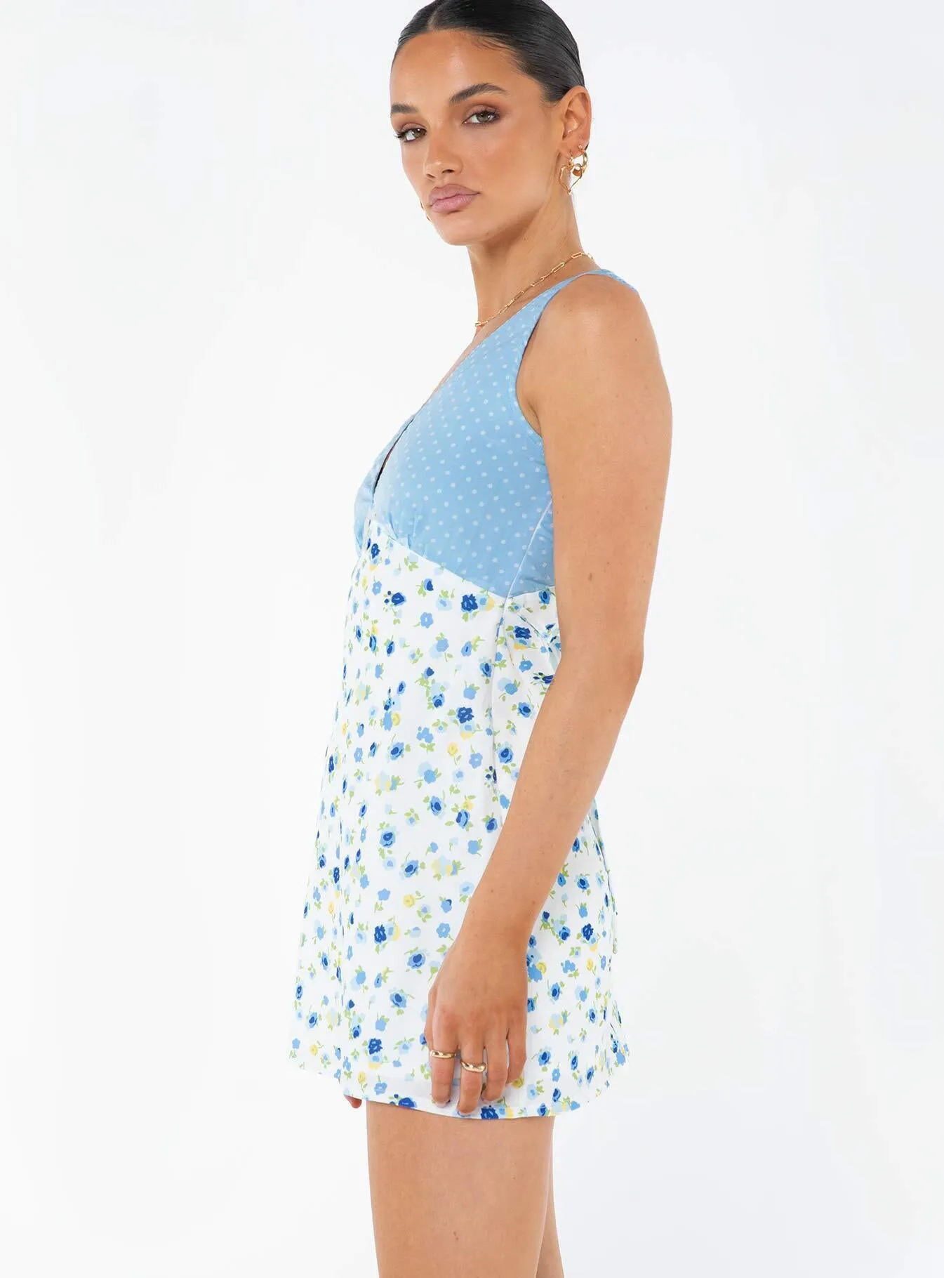 Nellie Spliced Mini Dress Blue / White sold by Princess Polly product image thumbnail 4