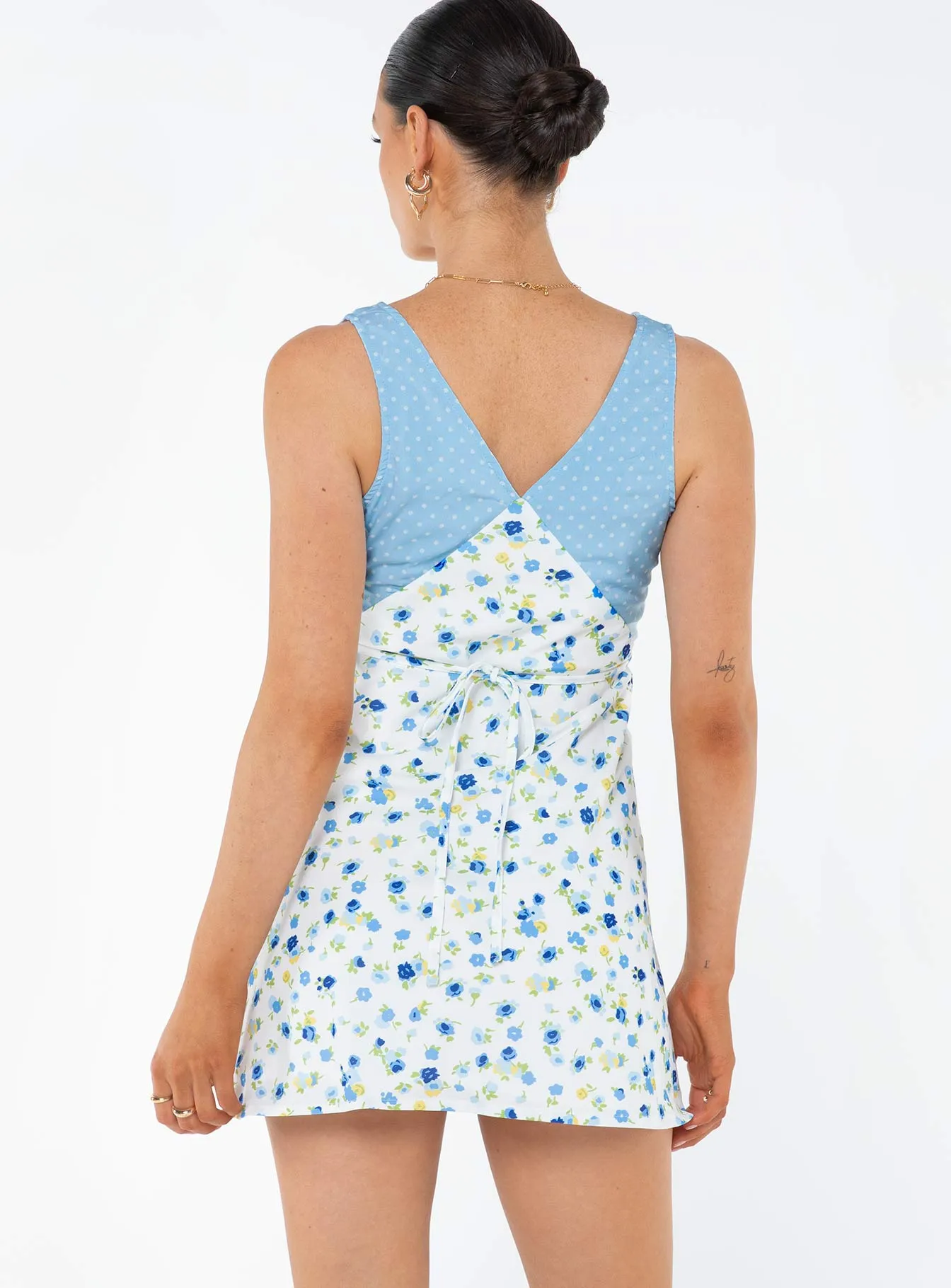 Nellie Spliced Mini Dress Blue / White sold by Princess Polly product image thumbnail 5