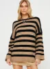 March Striped Sweater Brown / Black sold by Princess Polly