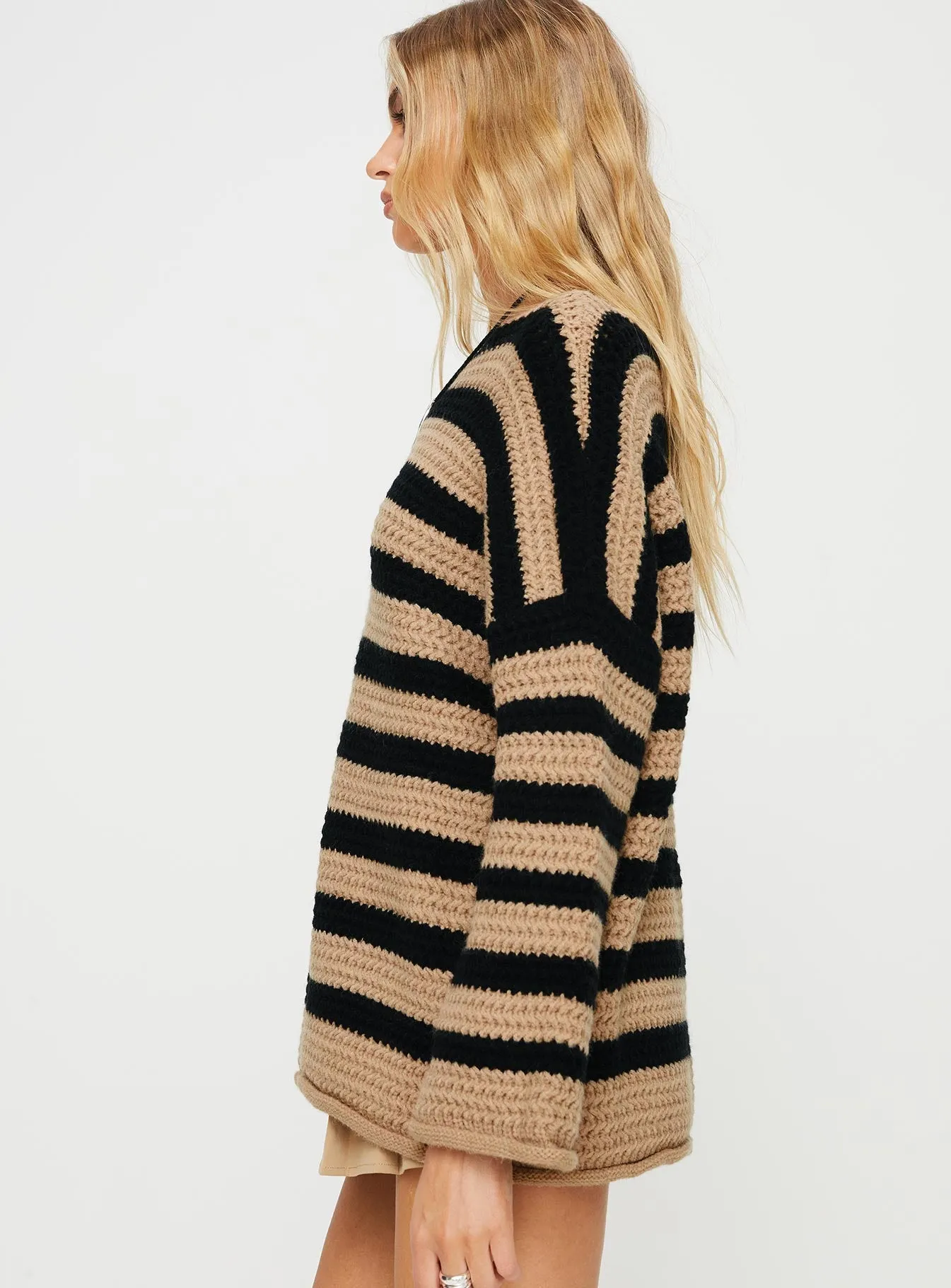 March Striped Sweater Brown / Black sold by Princess Polly product image thumbnail 4
