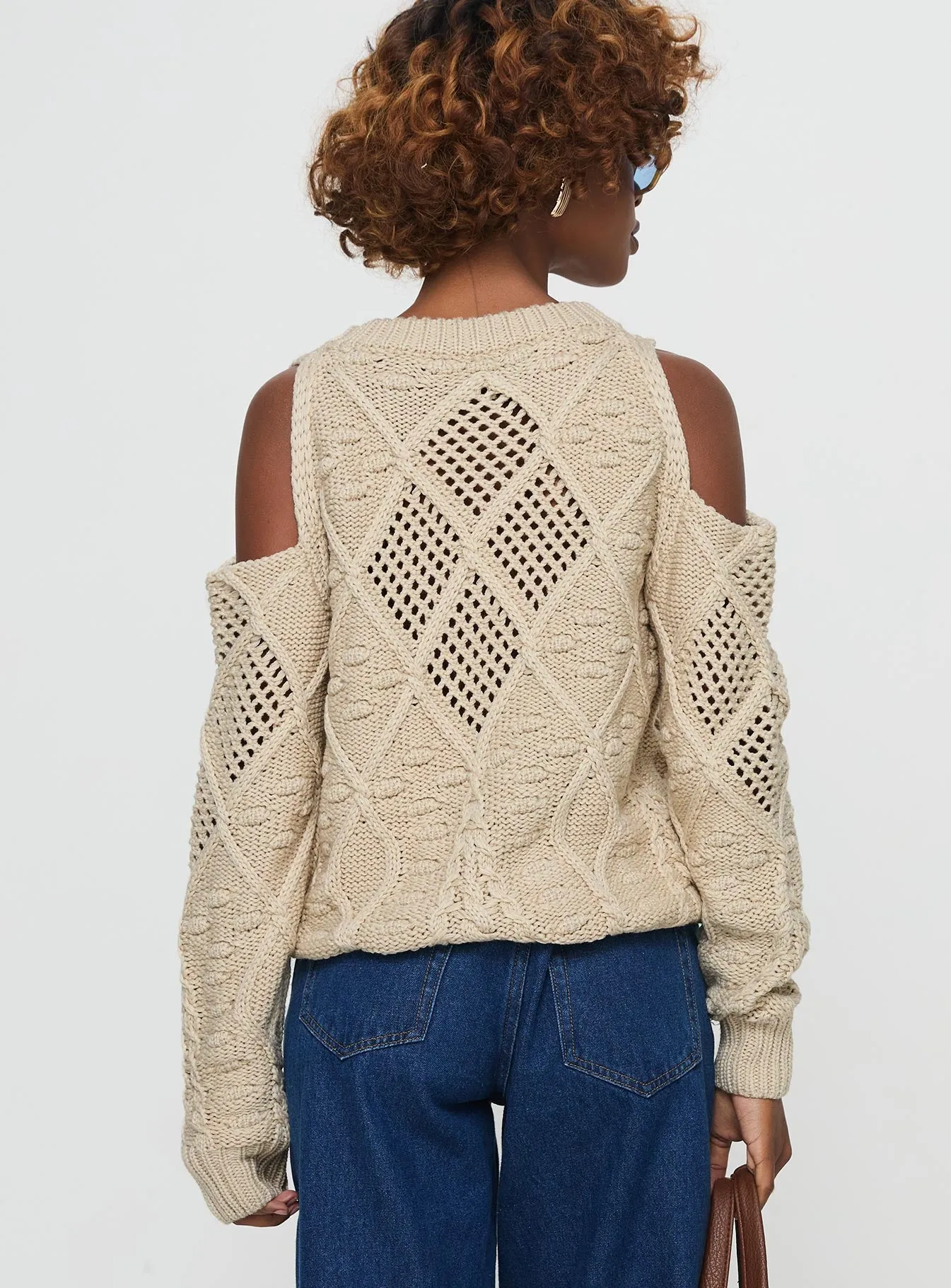 Colser Cable Knit Sweater Beige Beige sold by Princess Polly product image thumbnail 4