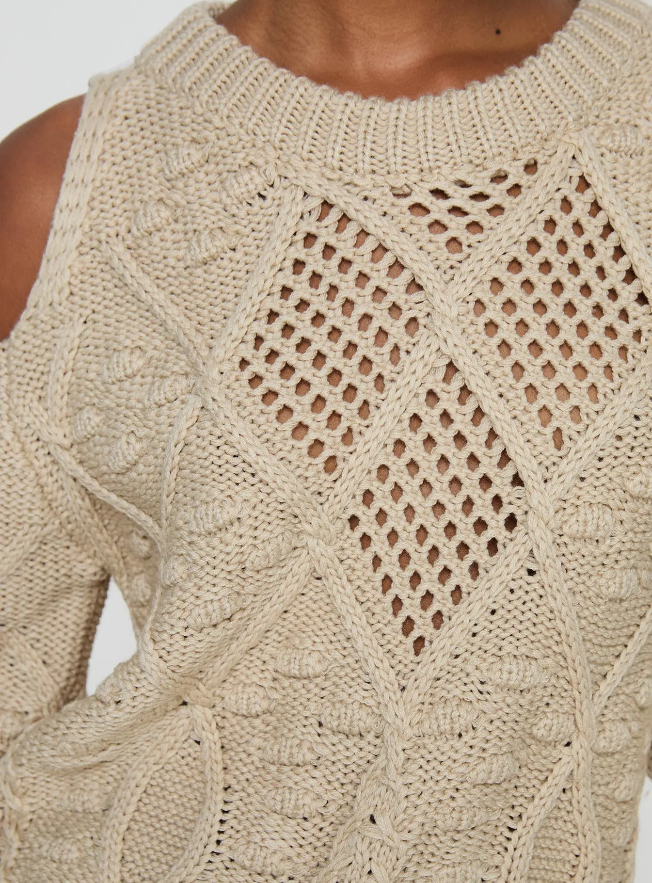 Colser Cable Knit Sweater Beige Beige sold by Princess Polly product image thumbnail 5