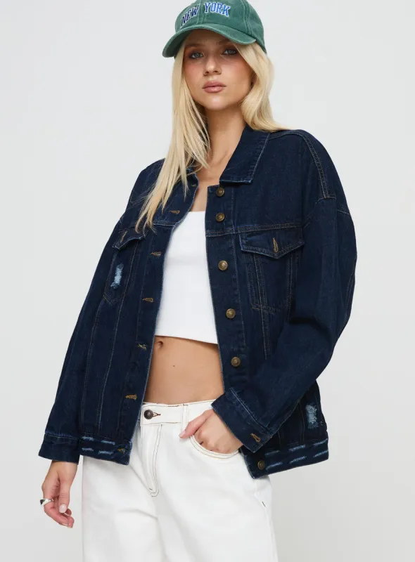 In The World Jacket Blue Denim sold by Princess Polly