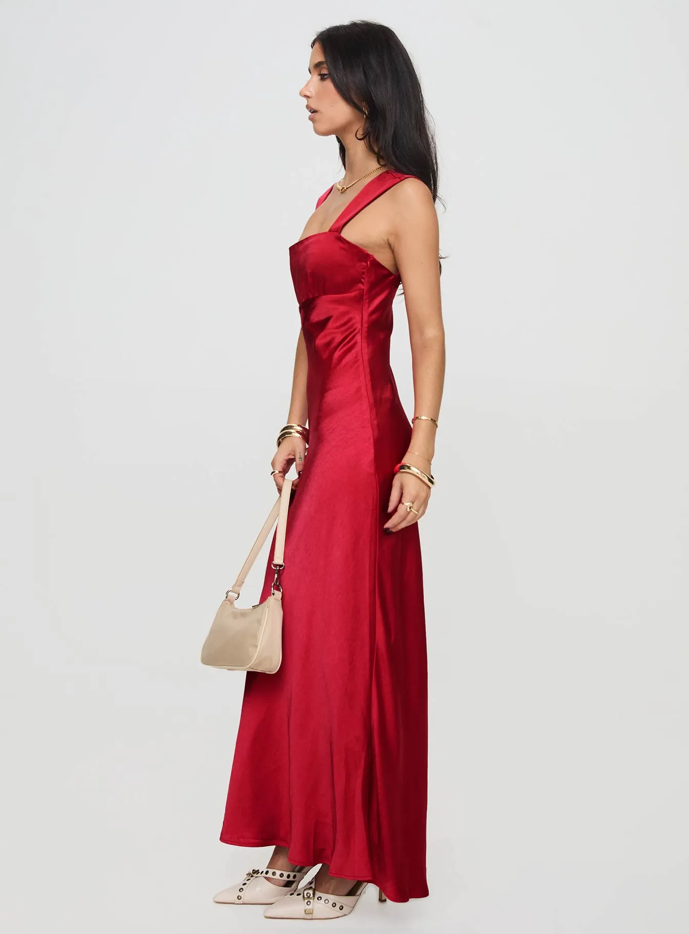 Radioactive Bias Cut Maxi Dress Red sold by Princess Polly product image thumbnail 4