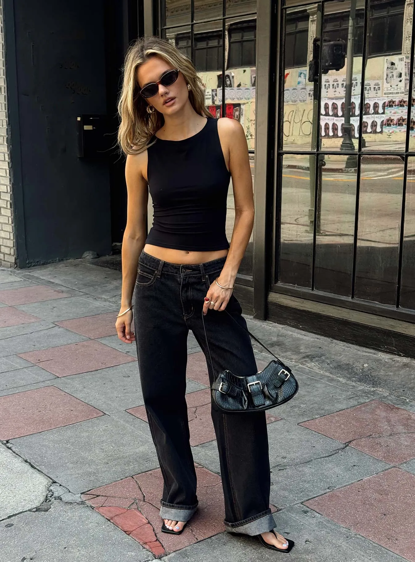 Top Model Low Rise Straight Leg Jeans Charcoal sold by Princess Polly