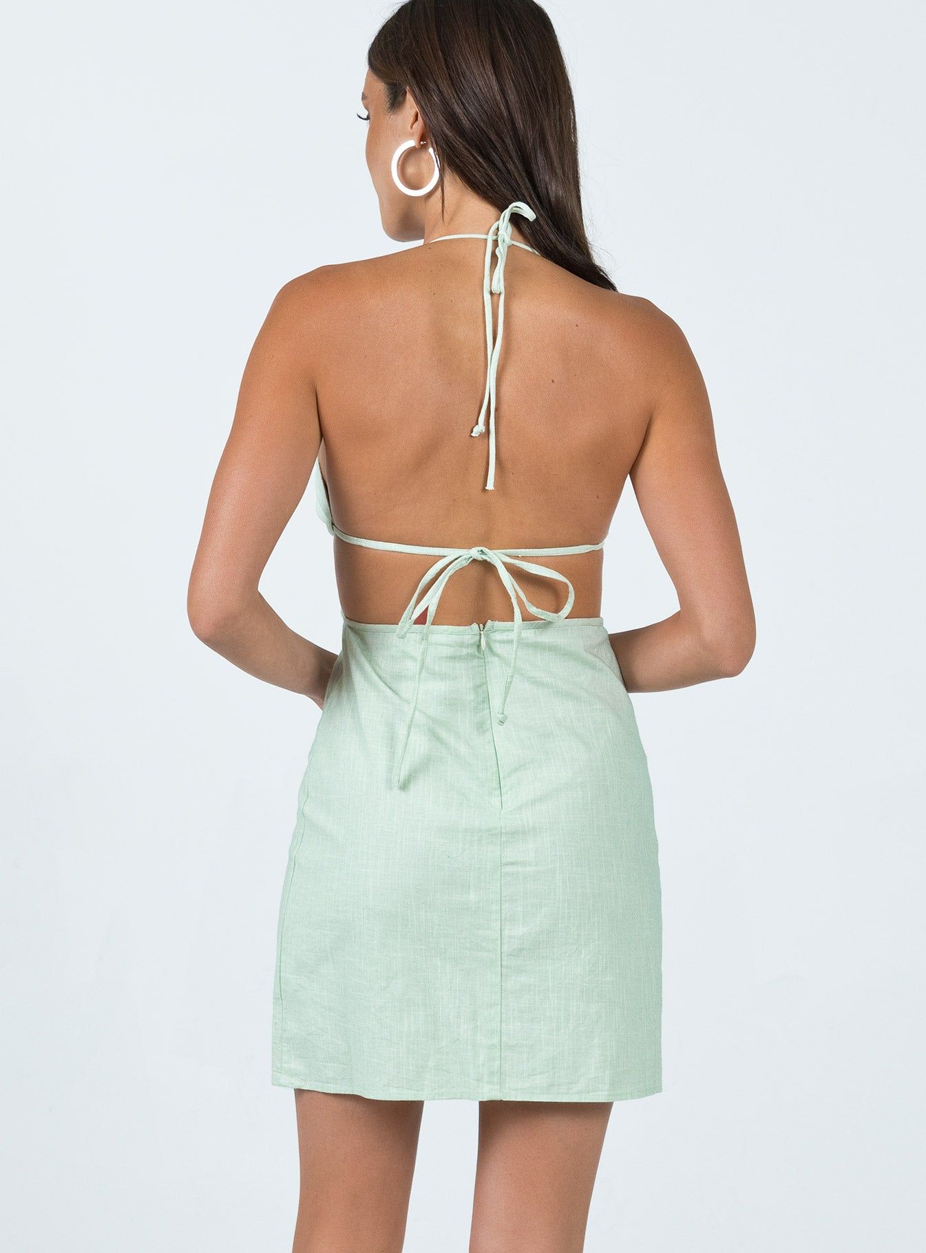 Edena Halter Mini Dress Green sold by Princess Polly product image thumbnail 4