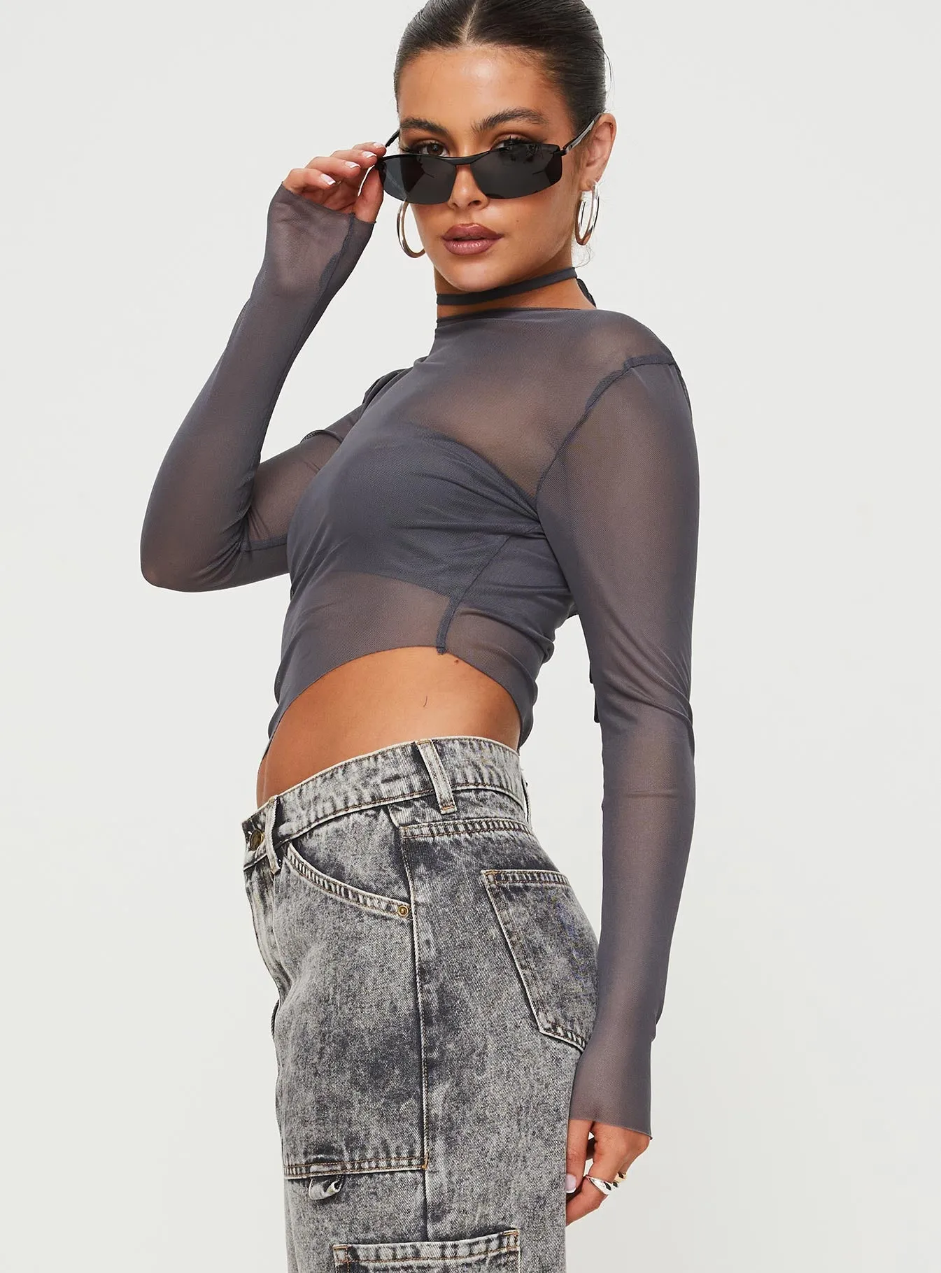 Marier Long Sleeve Top Slate sold by Princess Polly product image thumbnail 3