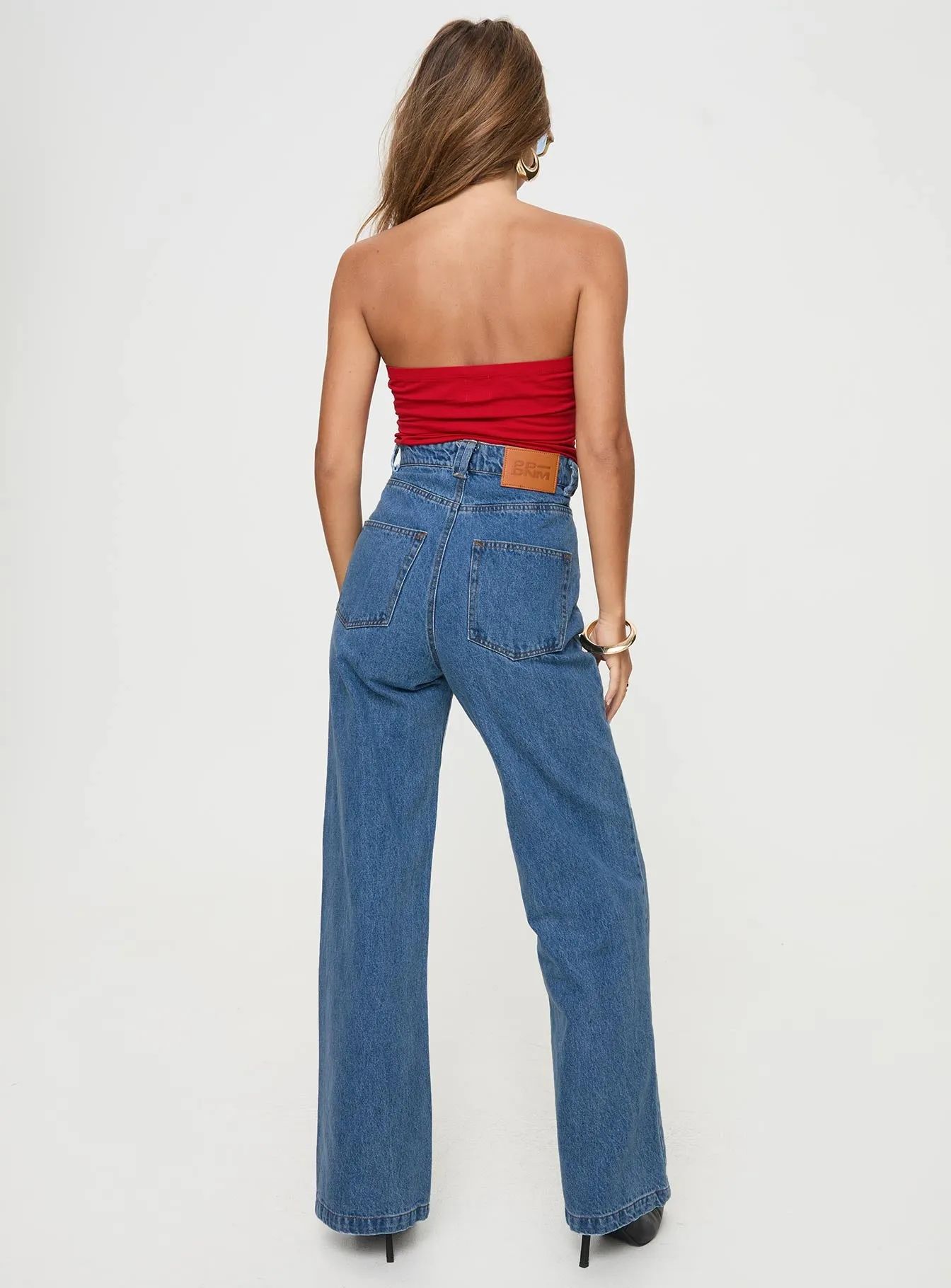 Zephee High Rise Wide Leg Jeans Light Wash Tall sold by Princess Polly product image thumbnail 5
