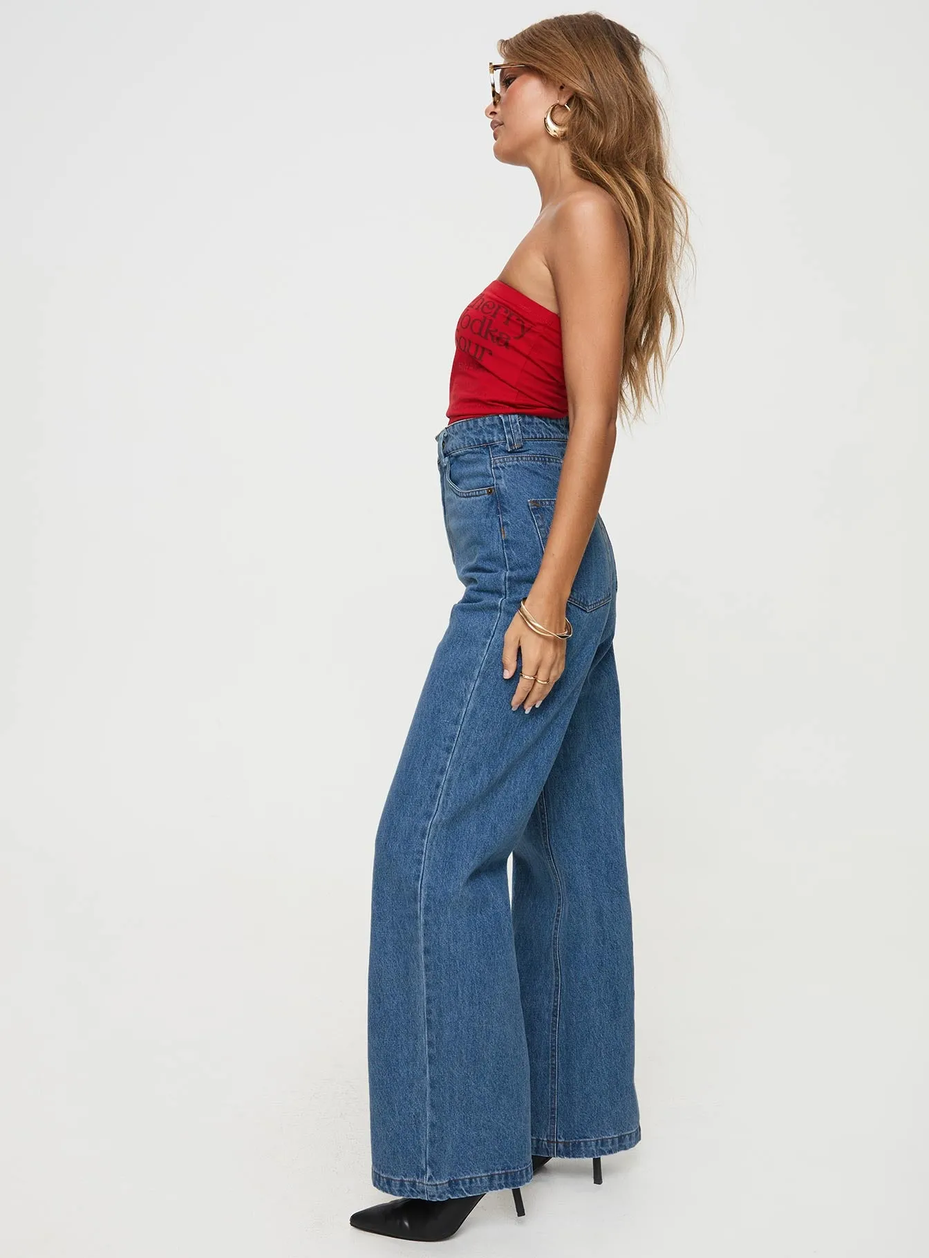 Zephee High Rise Wide Leg Jeans Light Wash Tall sold by Princess Polly product image thumbnail 4
