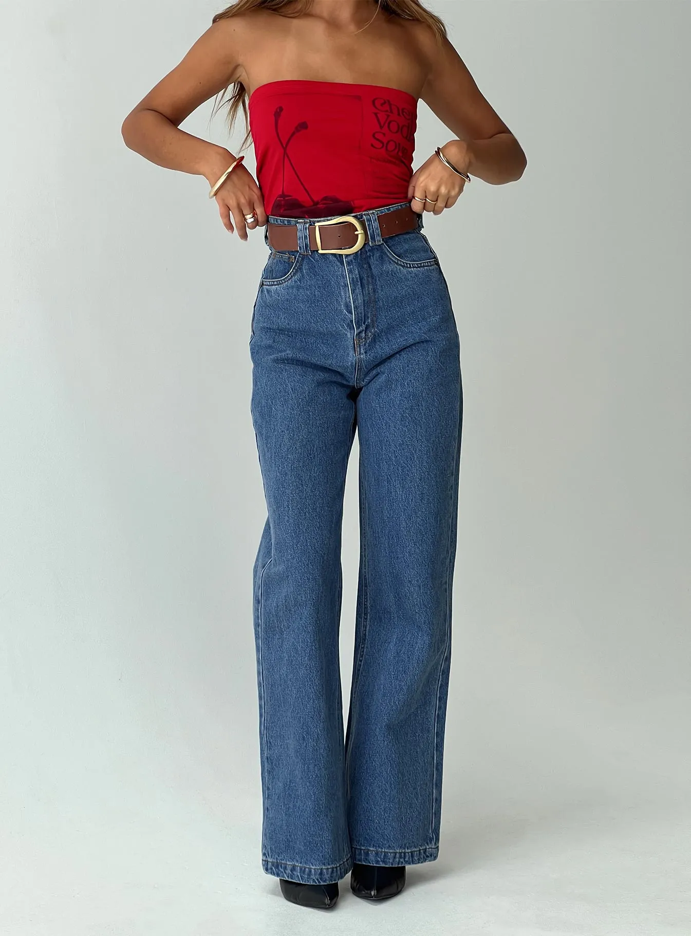 Zephee High Rise Wide Leg Jeans Light Wash Tall sold by Princess Polly