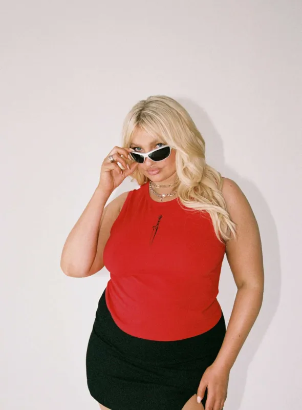 Dagger Tank Top Red Curve sold by Princess Polly