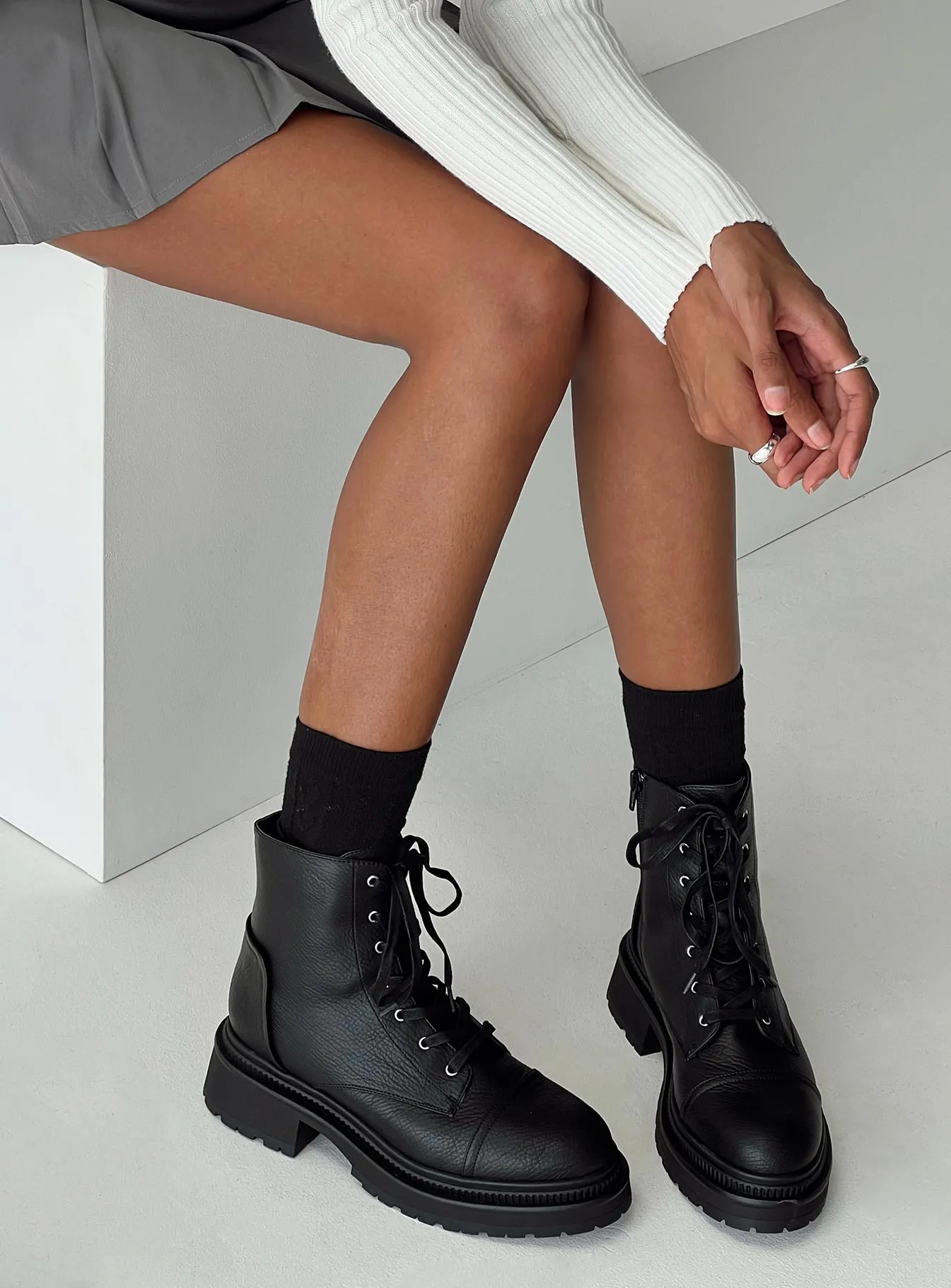Emerson Combat Boots Black sold by Princess Polly