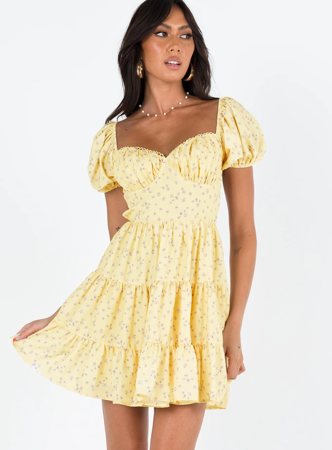 Danny Mini Dress Yellow Floral sold by Princess Polly product image thumbnail 3