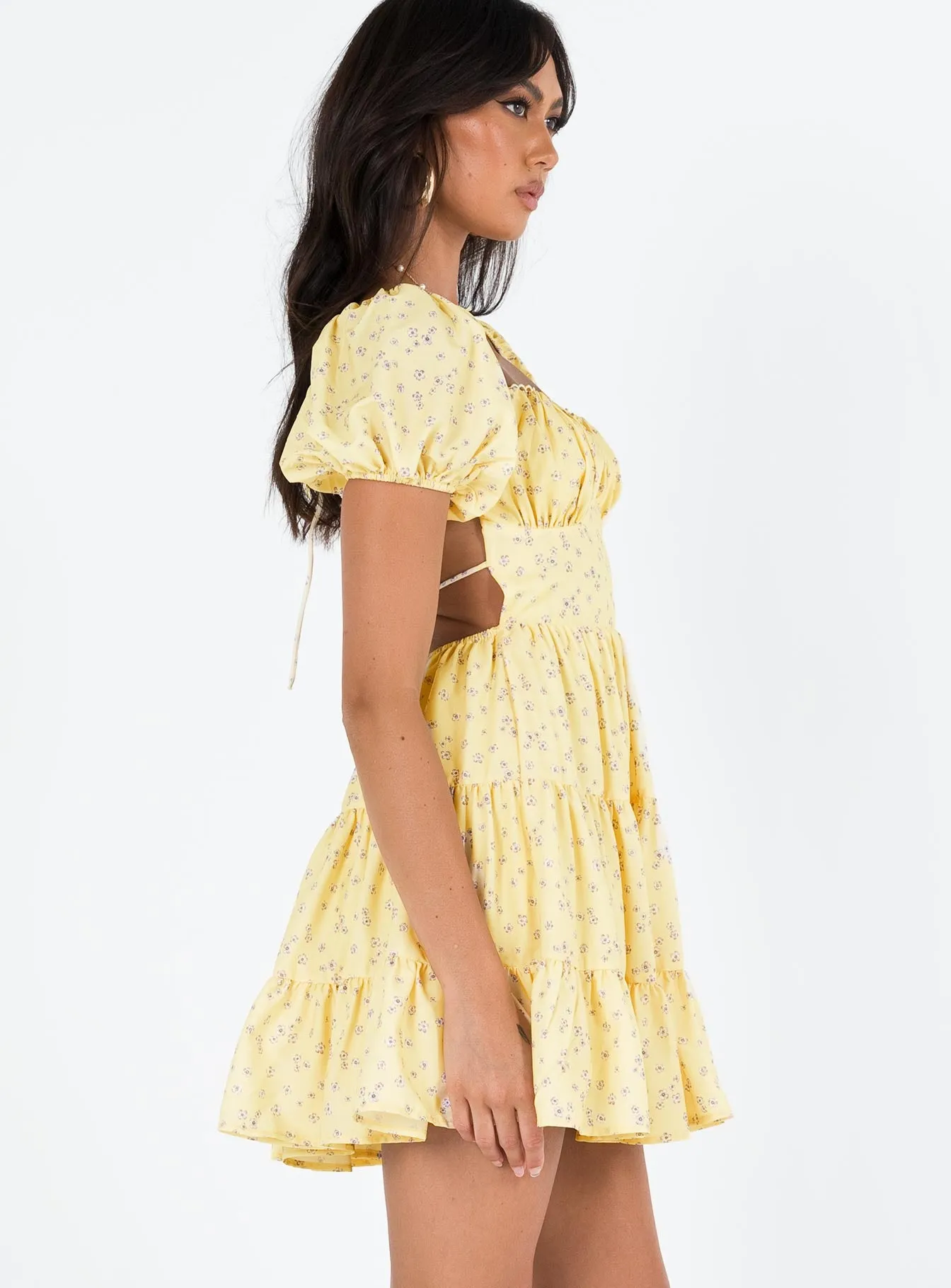 Danny Mini Dress Yellow Floral sold by Princess Polly product image thumbnail 5