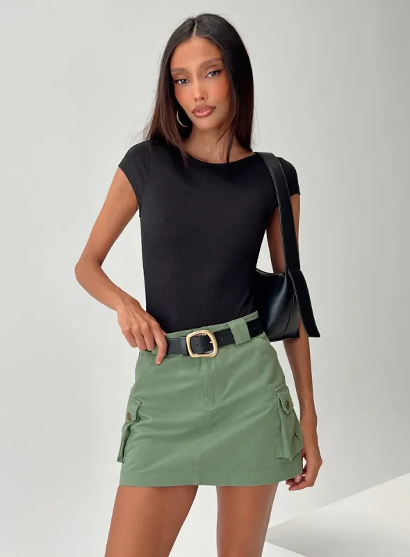 Lydie Cargo Mini Skirt Green sold by Princess Polly