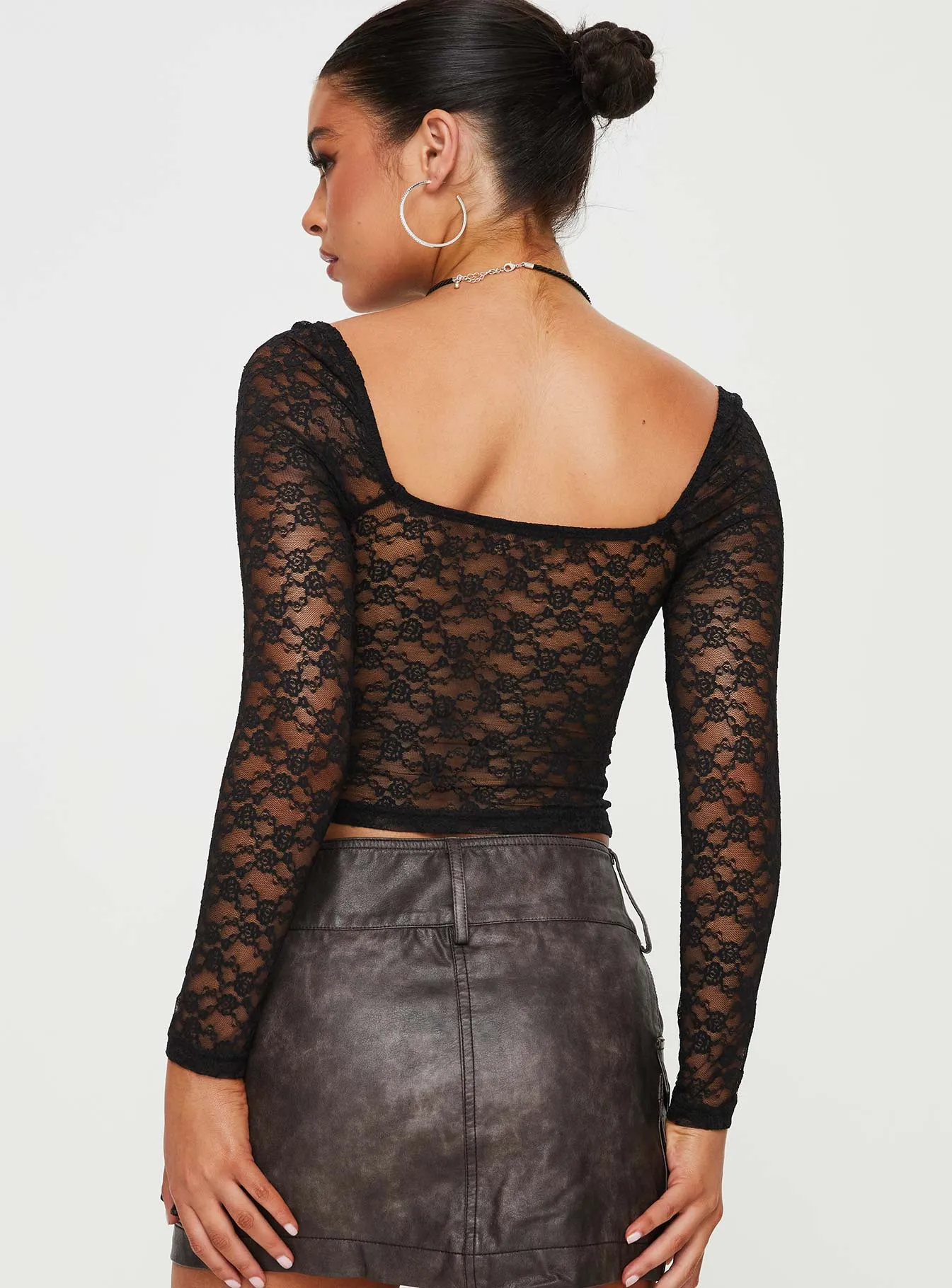 Jarelli Long Sleeve Lace Top Black sold by Princess Polly product image thumbnail 5