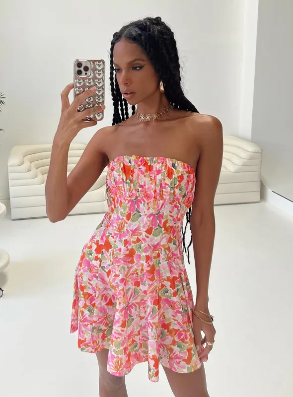 Largo Strapless Mini Dress Multi sold by Princess Polly