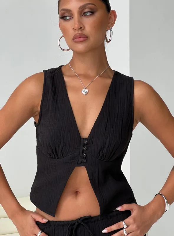 Momo Vest Top Black sold by Princess Polly