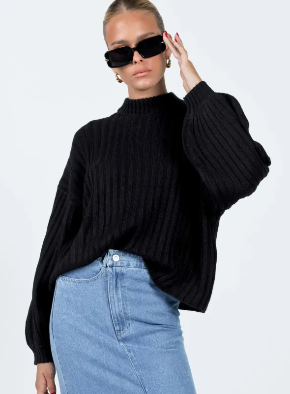 Innerbloom Oversized Sweater Black sold by Princess Polly