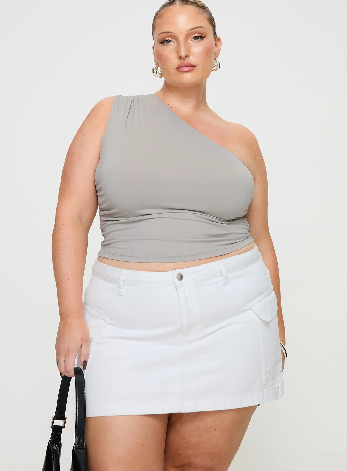 Zakai Cargo Denim Mini Skirt White Denim Curve sold by Princess Polly product image thumbnail 2