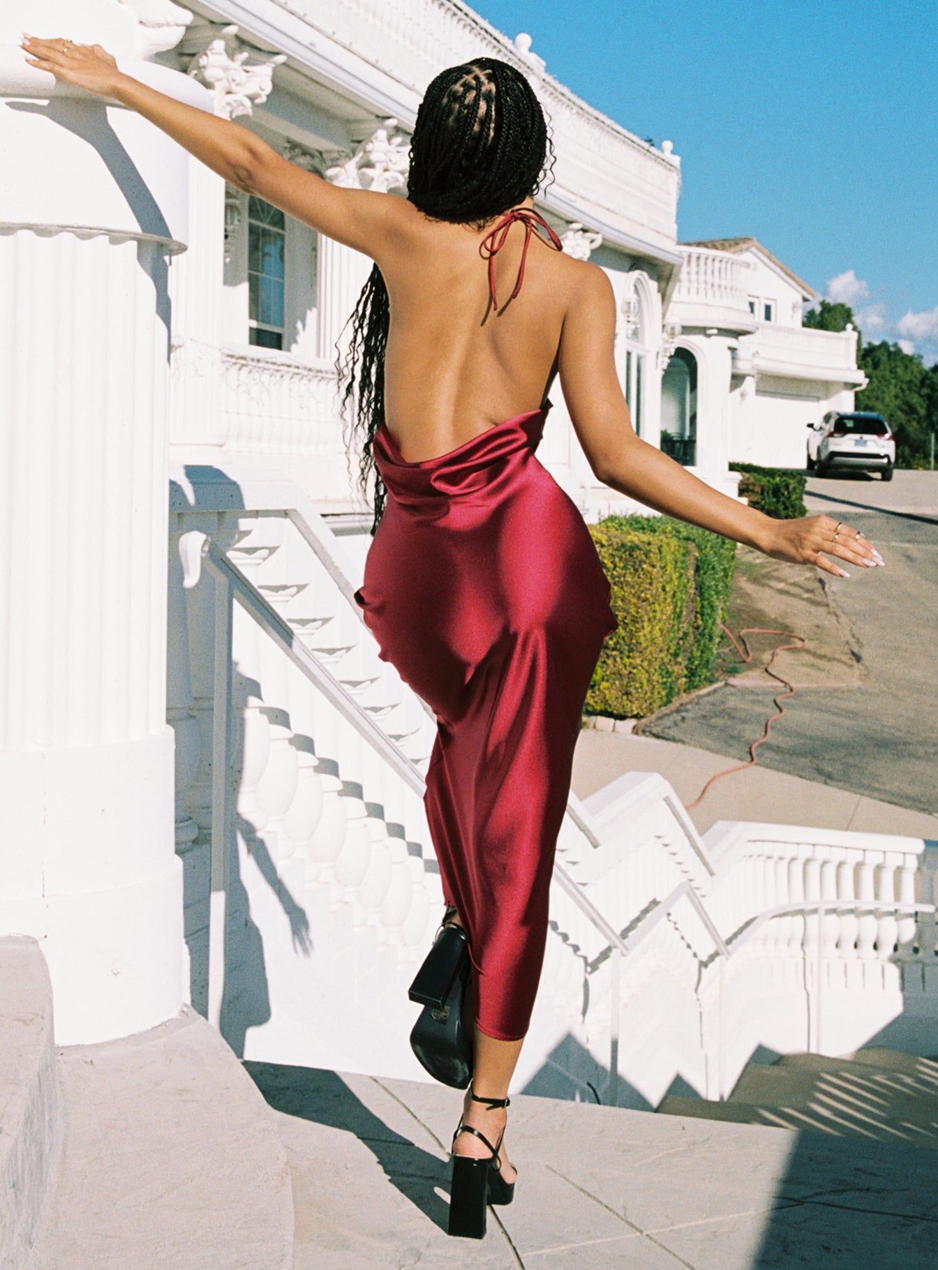 Broughton Halter Maxi Dress Burgundy sold by Princess Polly product image thumbnail 4