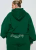 Princess Polly Hooded Sweatshirt Script Green / Ivory Curve sold by Princess Polly